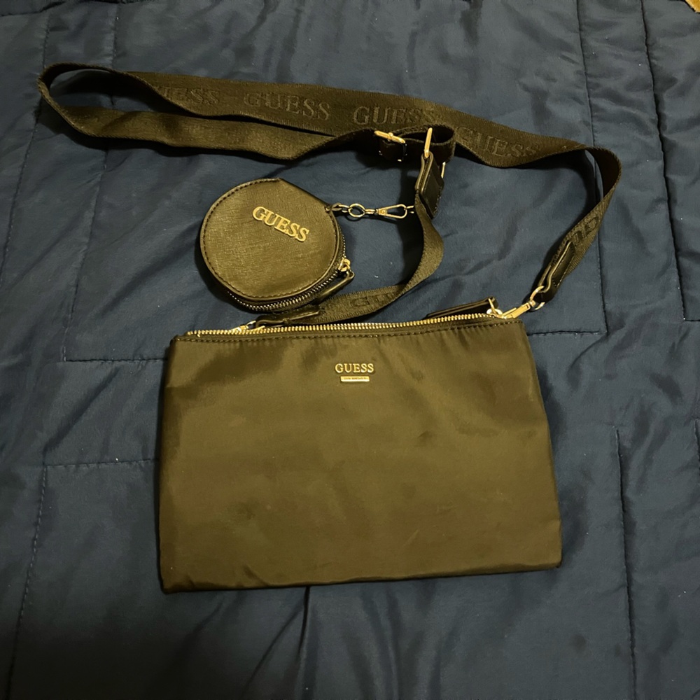 GUESS Black Belt Bag with Coin Pouch